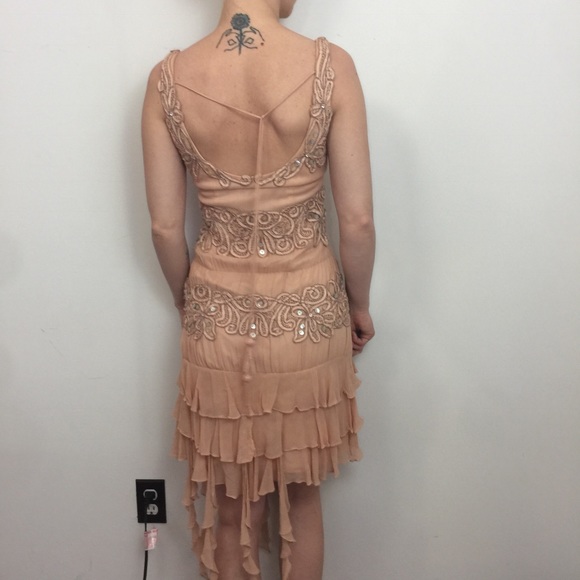 Sue Wong Pink Sequin Tassel Tiered Party Dress - Picture 3 of 8